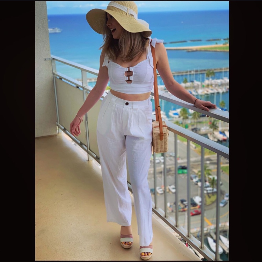 Wild Fable White Sleeveless Crop Top with Matching Pants